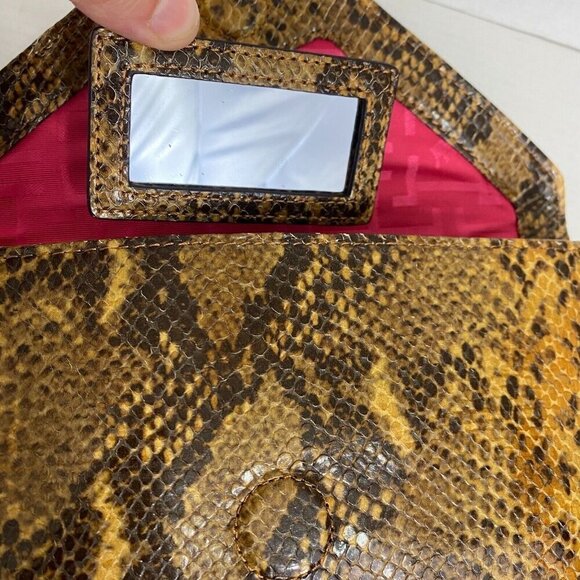 Elaine Turner Clutch Faux Snakeskin Pebbled Magnetic Closure Envelope Mobwife - Picture 7 of 16